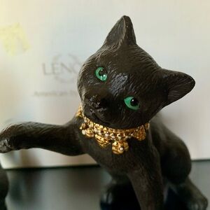 Lenox Black Cat Figurines with Gold Details/